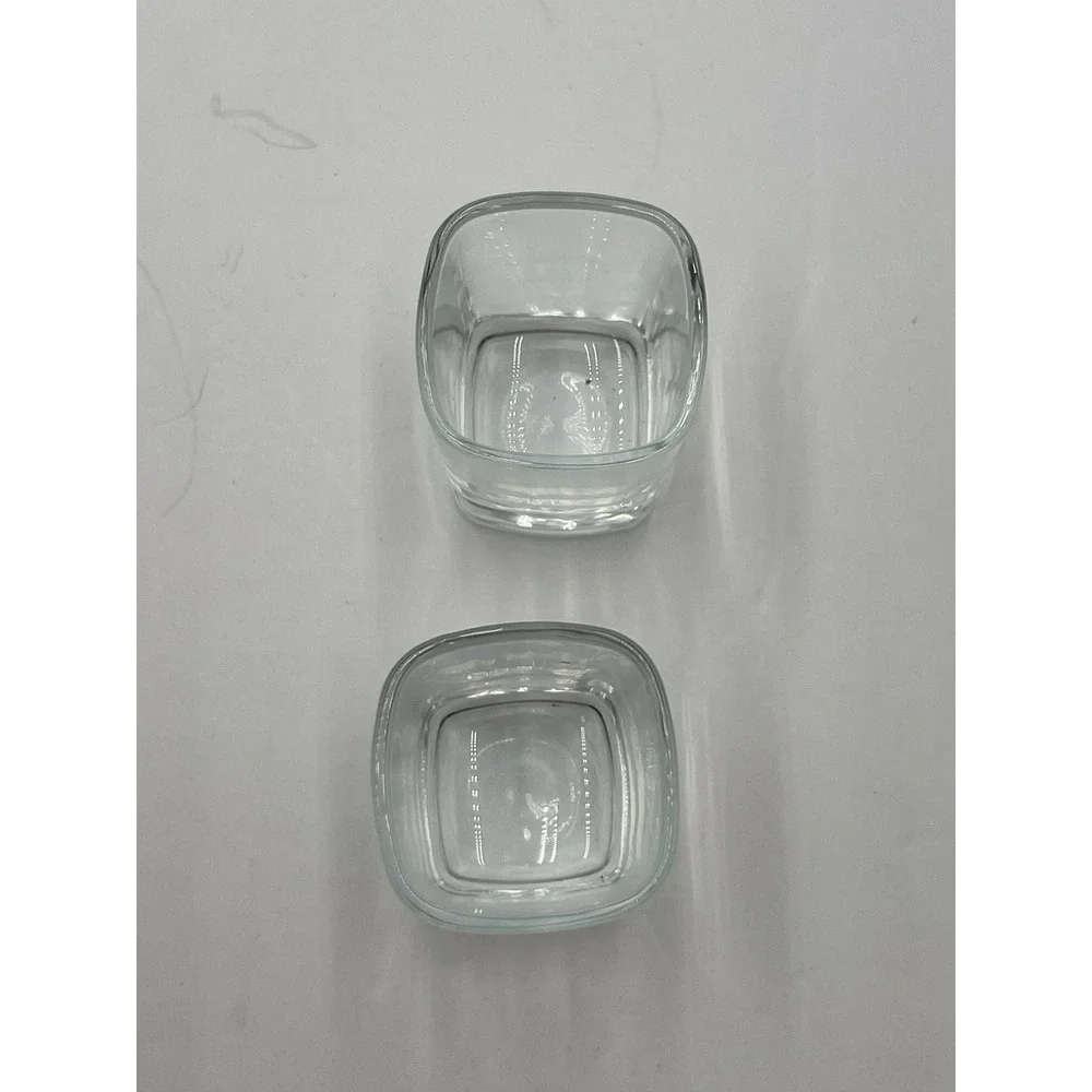 Pair Square Clear Glass Shot Glasses Heavy Base 2.75